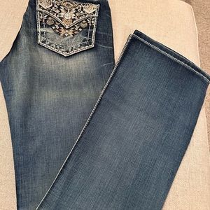 Size 28; Miss Me Women's Mid-Rise Chloe Boot Cut Jeans